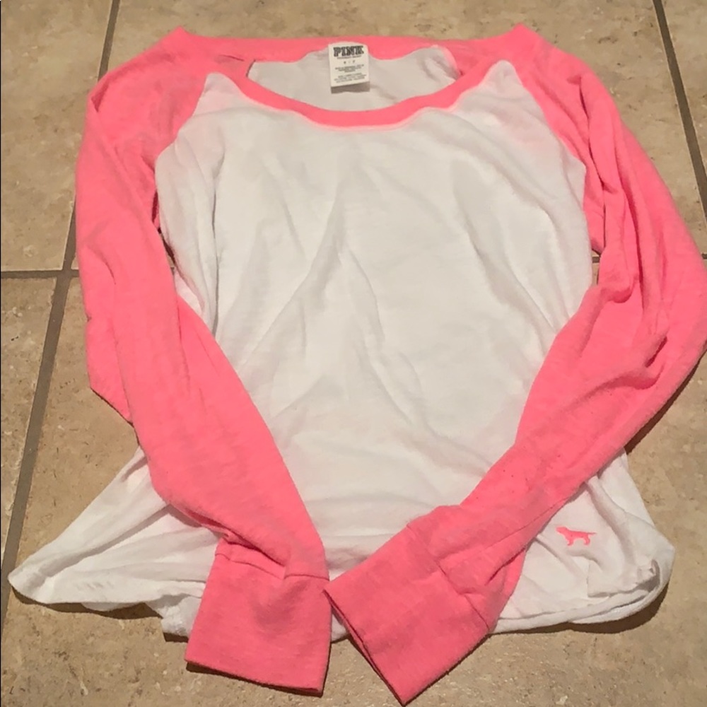 White and Pink Long Sleeve Shirt